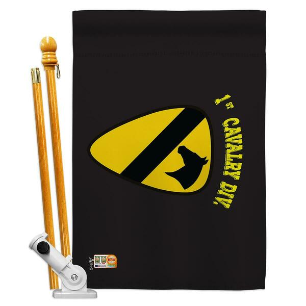 Cosa 28 x 40 in. Black 1st Cavalry Military Impressions Decorative Vertical House Flag Set CO4122964